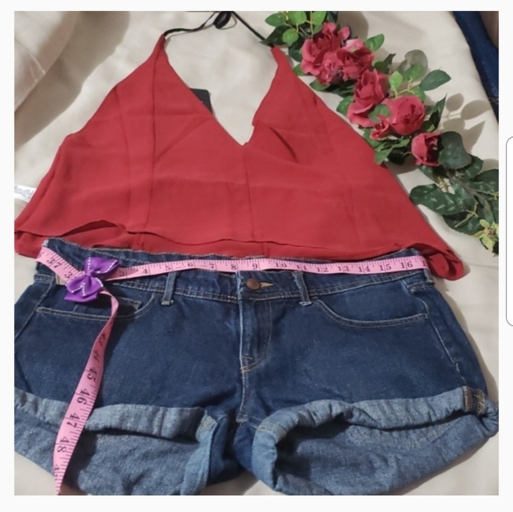 H&Mdenim shorts blue skinny low waist 40